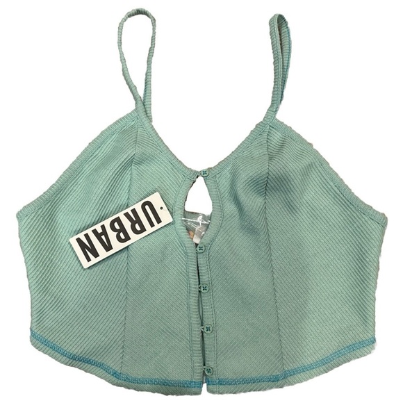Urban Outfitters NWT Cayenne‎ Ribbed Cropped Button Front Cami Size Large - Picture 1 of 11